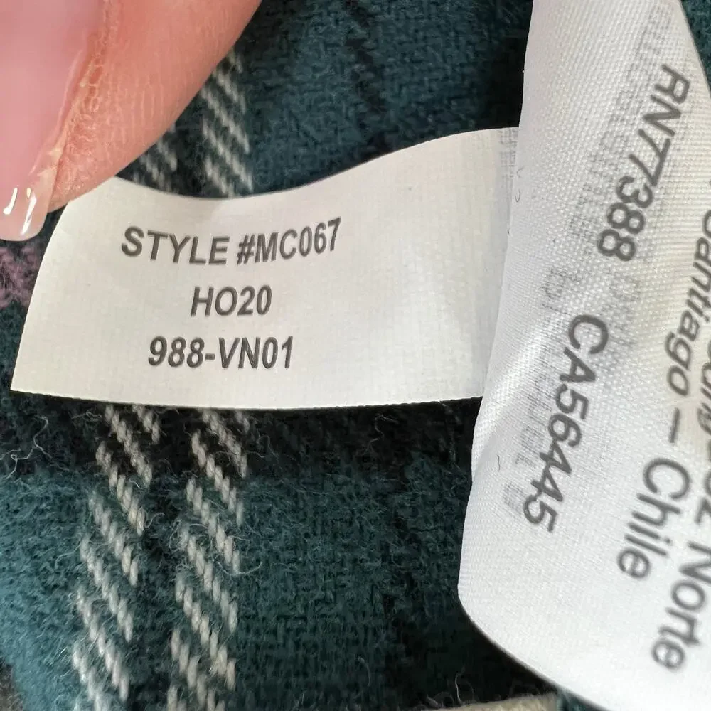 MADEWELL Green White Baywood Plaid Flannel Classic Ex-Boyfriend Shirt Size XS - Picture 10 of 10